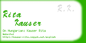 rita kauser business card